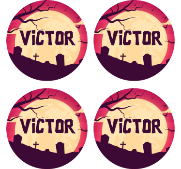 Posavasos Halloween cementerio con nombre - TenVinilo