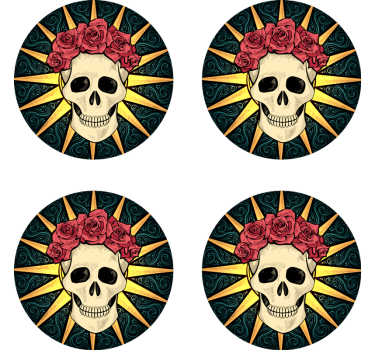 Posavasos de Halloween Mujer calavera con rosa - TenVinilo