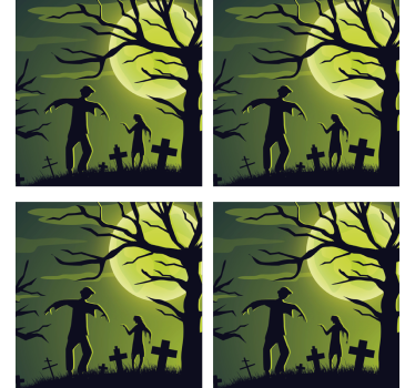 Posavasos halloween zombies bajo la luz de la luna - TenVinilo
