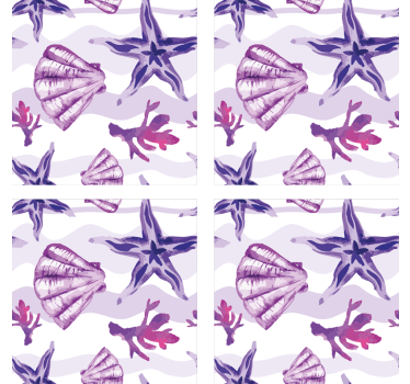 Posavasos de conchas marinas moradas y estrellas de mar - TenVinilo