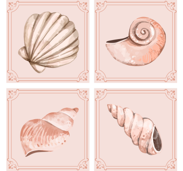Posavasos vintage ilustraciones de conchas elegantes - TenVinilo