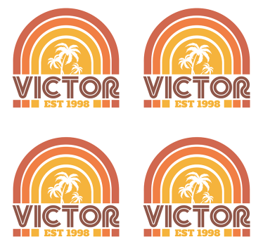 Posavasos personalizable emblema de palmeras retro - TenVinilo