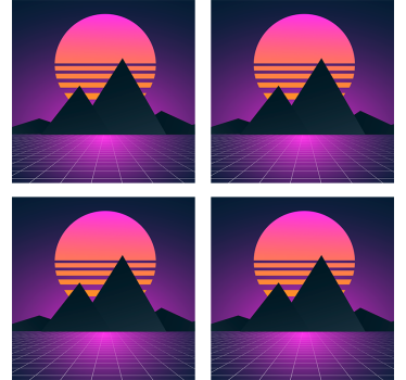 Posavasos moderno atardecer geométrico en montañas - TenVinilo