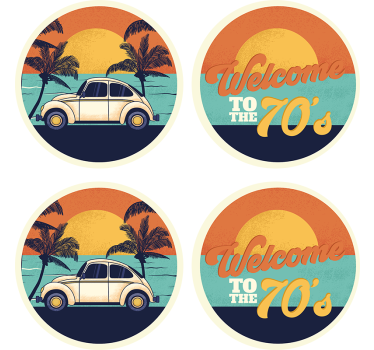Posavasos vintage escena costera retro - TenVinilo