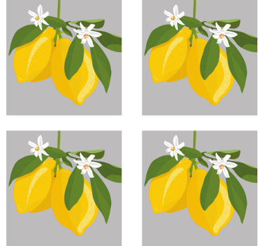 Posavasos moderno limones amarillos con hojas - TenVinilo