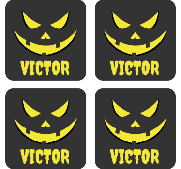 Posavasos con nombre con cara de calabaza personalizada - TenVinilo