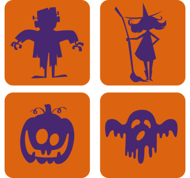 Posavasos halloween frankenstein bruja calabaza fantasma - TenVinilo