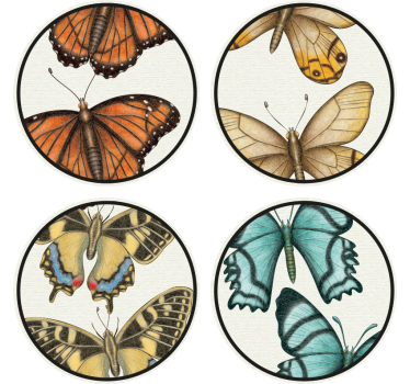 Posavasos originales de mariposas diferentes colores - TenVinilo