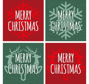 Posavasos navideño patrones verdes y rojos - TenVinilo