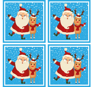 Posavasos navideño santa y renos - TenVinilo