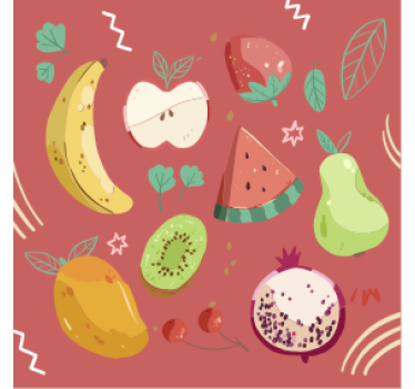 Posavasos moderno arreglo de frutas coloridas - TenVinilo