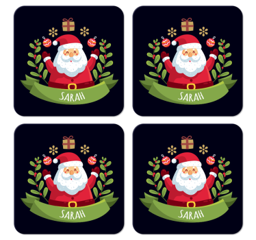 Posavasos navidad Santa claus con nombre - TenVinilo