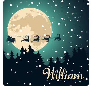Posavasos navideño trineo de papá noel a la luz de la luna - TenVinilo