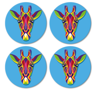 Posavasos original Pintura jirafa multicolor - TenVinilo