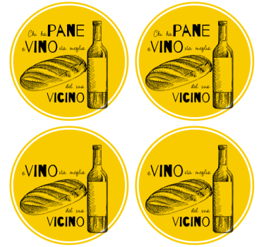 Posavasos personalizable botella de vino y pan - TenVinilo