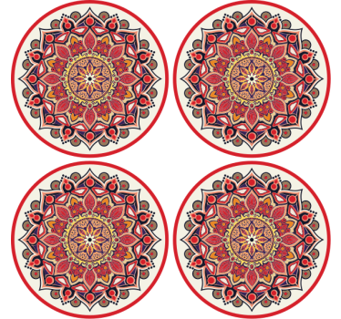 Posavasos de paisley con mandala de tonos rojos - TenVinilo