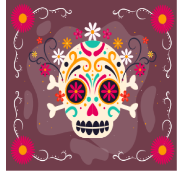 Posavasos halloween diseño de calaveras coloridas - TenVinilo
