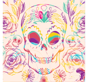 Posavasos halloween calavera floral colorida - TenVinilo