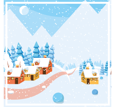 Posavasos navideño paisaje de pueblo nevado - TenVinilo