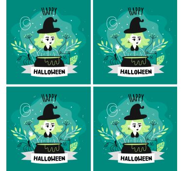 Posavasos halloween bruja con caldero - TenVinilo