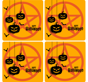 Posavasos Halloween motivo de calabaza espeluznante - TenVinilo