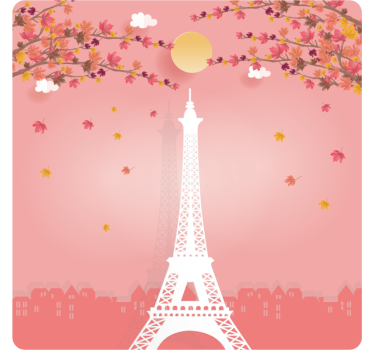 Posavasos moderno escena de otoño torre eiffel - TenVinilo
