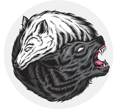 Yin yang lobo ilustración halloween posavasos - TenVinilo
