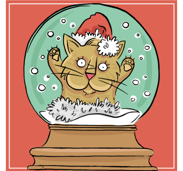 Posavasos navideño globo de nieve de gato festivo - TenVinilo