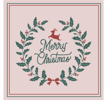 Posavasos navideño corona de acebo con reno - TenVinilo