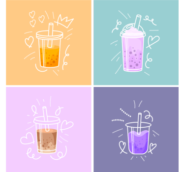 Posavasos moderno ilustraciones coloridas de bebidas - TenVinilo