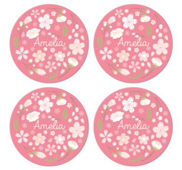 Posavasos con nombre Flores de cerezo con nombre - TenVinilo