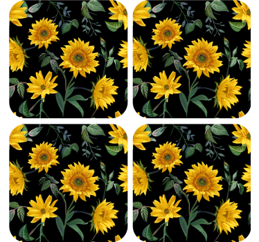Posavasos moderno patrón floral de girasoles - TenVinilo