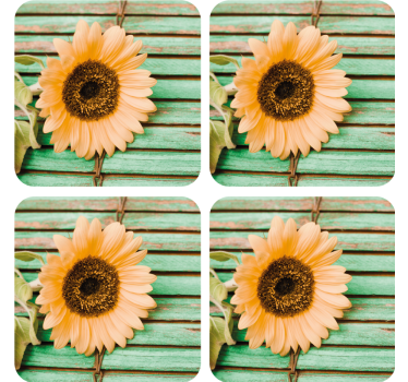 Posavasos moderno girasol con fondo verde - TenVinilo