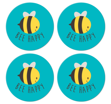 Posavasos con texto Abeja feliz - TenVinilo