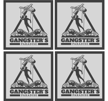 Posavasos cerveza ilustración temática de gánsteres - TenVinilo
