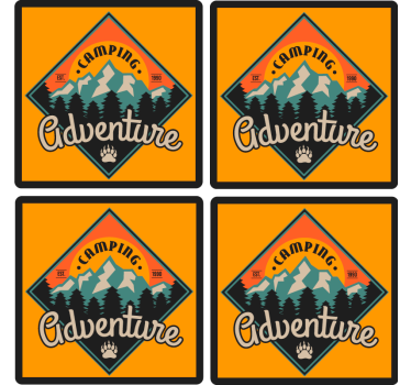 Posavasos con frases insignia de aventura camping - TenVinilo