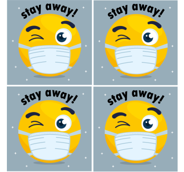 Posavasos emoji guiñando un ojo con mascarilla - TenVinilo