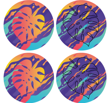 Posavasos patrones de hojas coloridas - TenVinilo