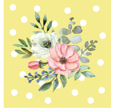 Posavasos moderno arreglo floral con lunares - TenVinilo
