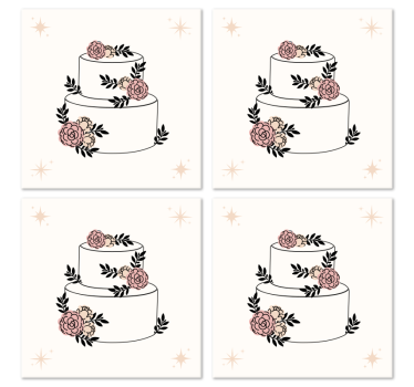Posavasos de boda Pastel de flores - TenVinilo