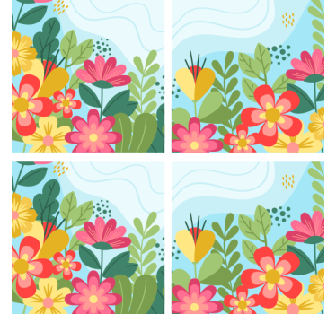 Posavasos moderno composición de flores vivas - TenVinilo