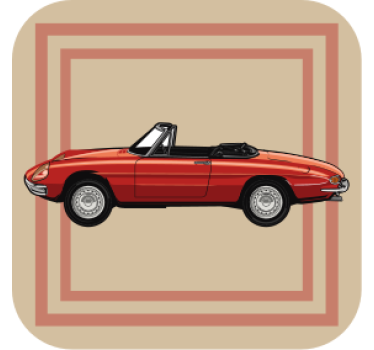 Posavasos vintage ilustración de convertible vintage - TenVinilo