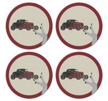 Posavasos vintage hot rod en llamas - TenVinilo