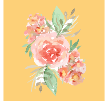 Posavasos moderno ramo floral acuarelado - TenVinilo