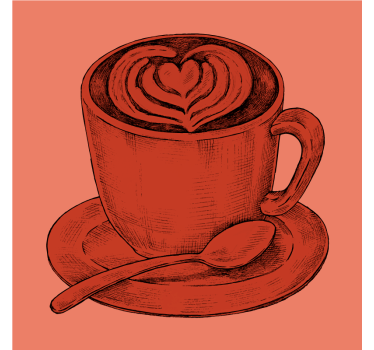 Posavasos vintage taza con motivo de corazón - TenVinilo