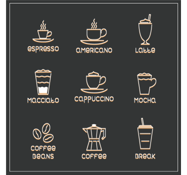 Posavasos original Increíbles iconos de café múltiples - TenVinilo