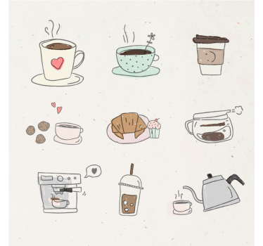 Posavasos moderno collage de ilustraciones de bebidas - TenVinilo