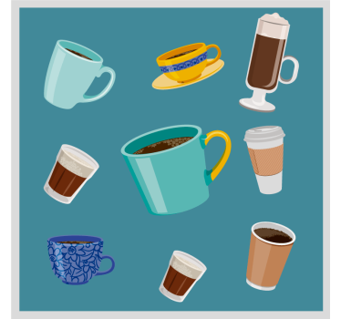 Posavasos moderno variedad de tazas de café - TenVinilo