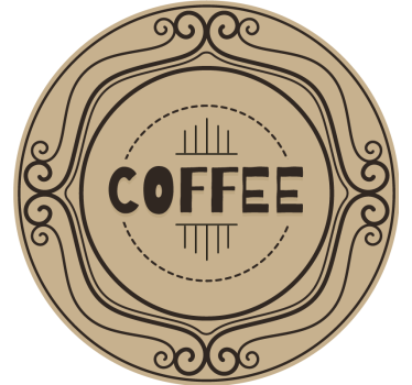 Posavasos personalizable emblema circular elegante de café - TenVinilo