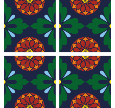 Posavasos azulejo estampado botánico vibrante - TenVinilo